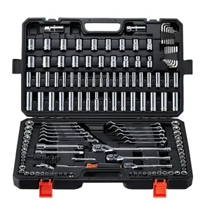 VEVOR Mechanics Tool Set, Summervibes,Summervibes, 159-Piece Mechanic Tool Kit, 1/4 in, 3/8 in, and 1/2 in Drive, SAE and Metric Socket Set, Wrenches, Screwdriver Bits, Accessories, and Storage Case, for Automotive Repair