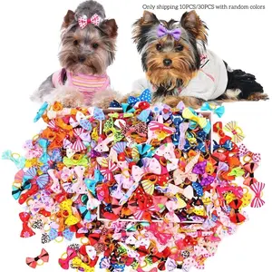 10PCS/30PCS Dog Bow with Rubber Band Dog Hair Accessories Handmade Movable Puppy Bows for Dogs Cats Cute Headband Accessories