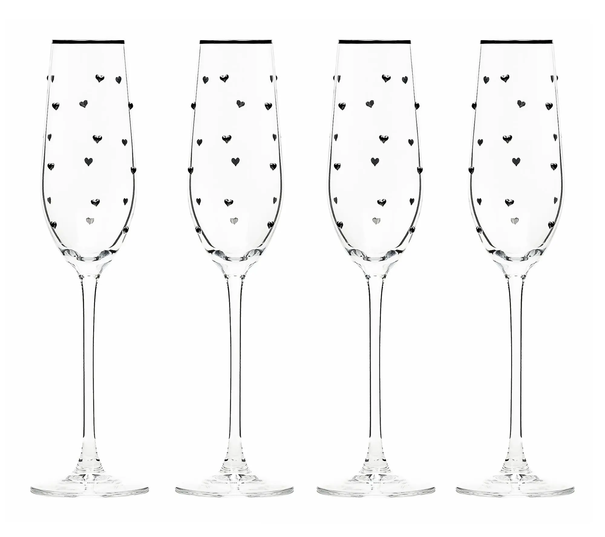 10 Strawberry Street Set of 4 Charming Heart Champagne Flutes 10 Strawberry Street Set of 4 Charming Heart Champagne Flutes