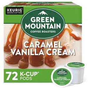 Green Mountain Coffee Roasters Caramel Vanilla Cream Keurig Single-Serve K-Cup pods, Light Roast Coffee, 72 Count