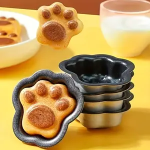 5pcs, Cat Claw Cake Mold, Non-Stick Aluminum Mini Cake Pan, Dog Paw Pastry Molds, Baking Tools, Home Kitchen Accessories