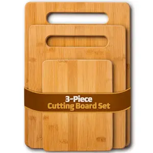 3-piece bamboo cutting board set for kitchen fruit cutting. The cutting board knife is safe, durable, and lightweight