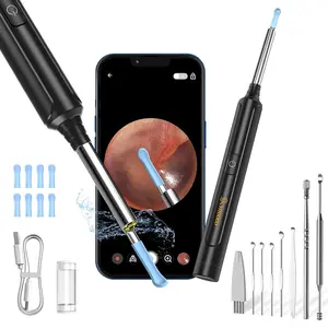 VITCOCO Ear Wax Removal Kit with 1296P High-Definition Wireless Camera, 2025 New 6 LED Waterproof Otoscope for iPhone, iPad & Android