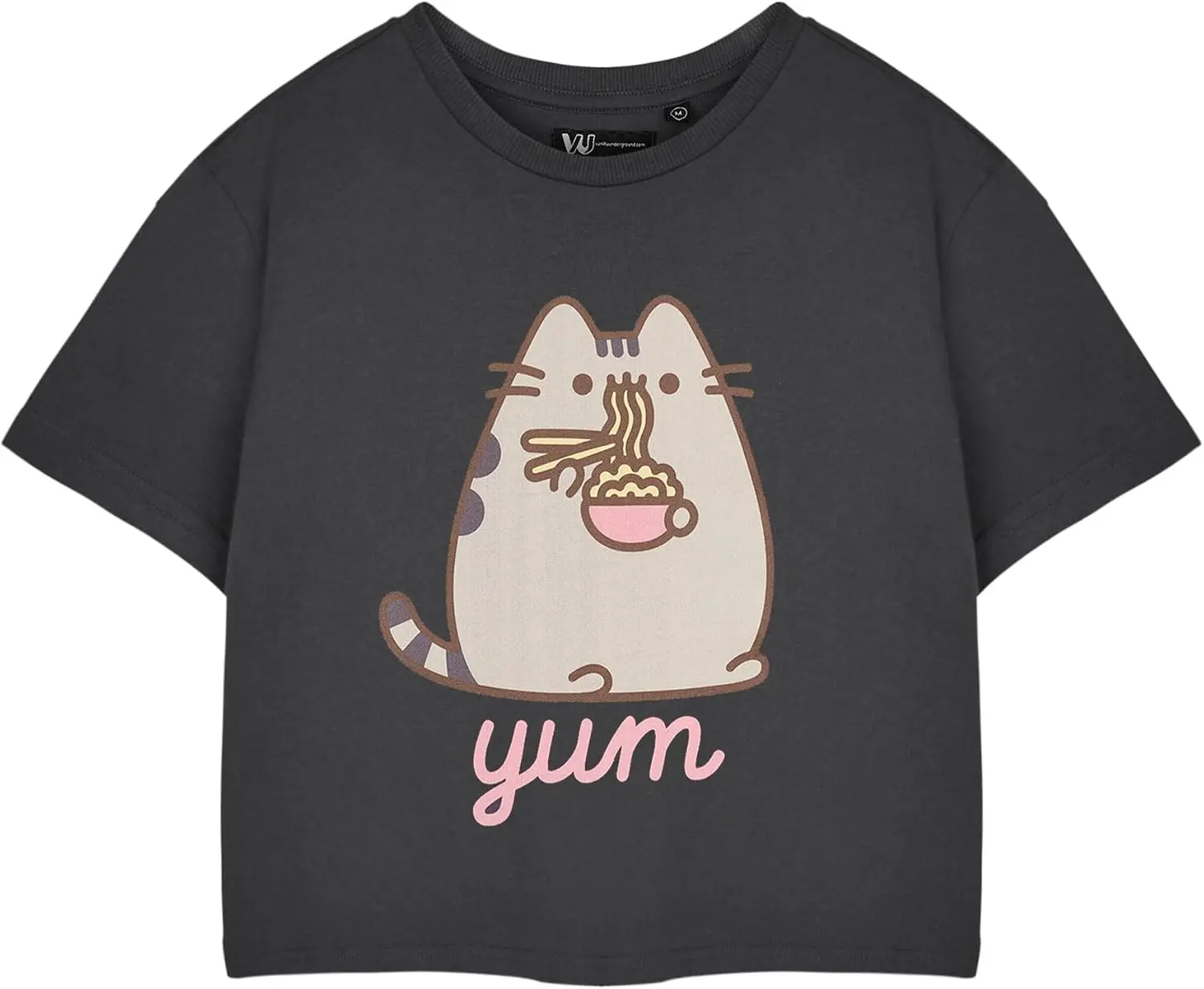 Pusheen Womens Cropped T-Shirt | Graphic Tee Short Sleeve Top Options | Cute Cat Cartoon Print Shirt Apparel for Women