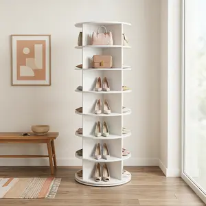 360° 7 Tier Rotating Shoe Rack Tower,Multifunctional Storage Revolving Round Shoe Rack,Spinning Shoe Display,Fits 28 Pairs of Shoes,for Entryway Living Room Hallway Indoor Furniture Sets Thanksgiving Christmas Gifts Blackfriday
