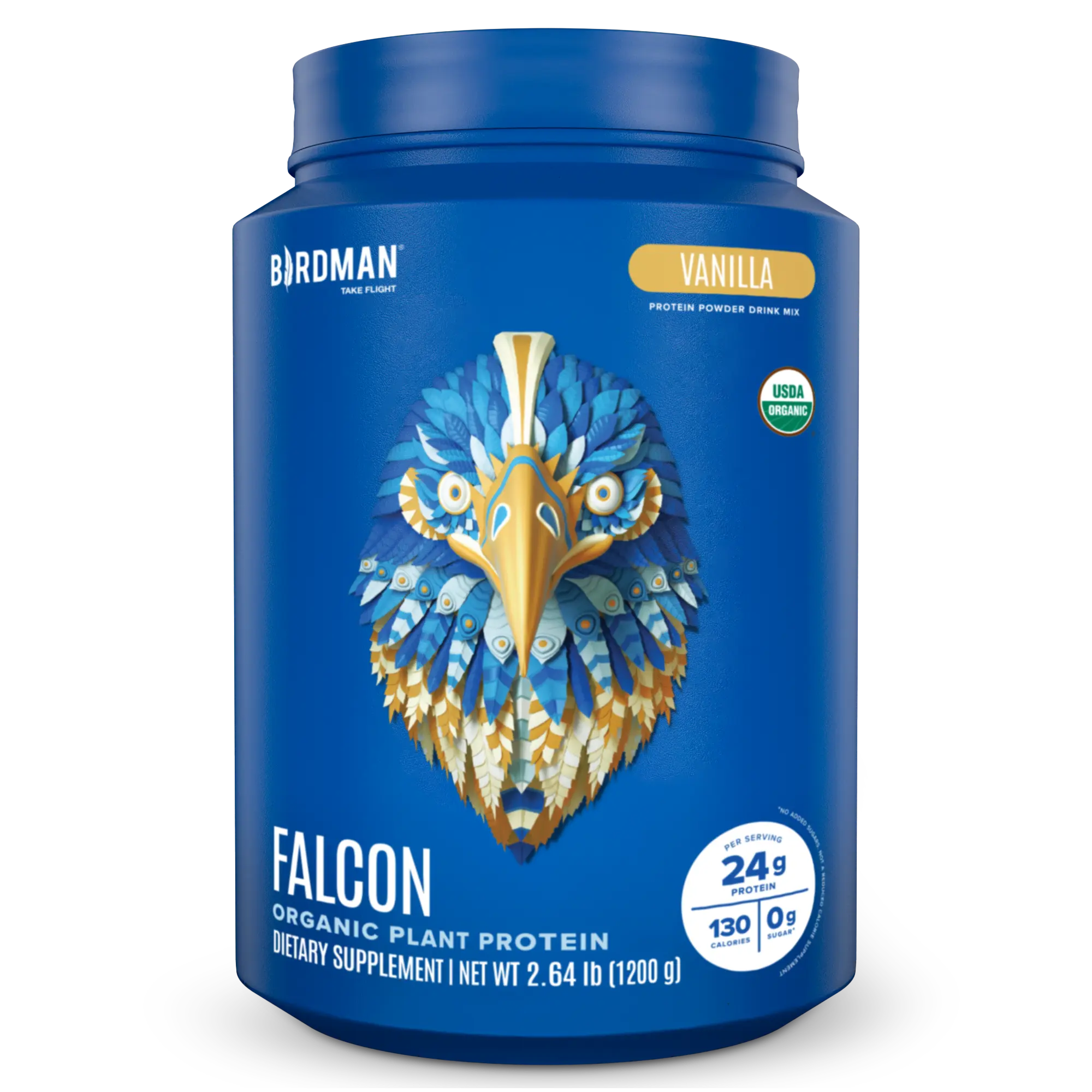 Birdman Falcon Organic Pea Protein Powder - Plant-Based Fitness & Healthcare Supplement, Vanilla Flavor, 2.64 lbs, 23g per Serving, Vegan, Dairy Free, Cholesterol Free, Digestive Aid