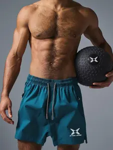 Quick-Dry Sport Shorts for Men and Women, Geometric Letter Print, Breathable Ice Silk Fabric, Ideal for Gym Training and Running