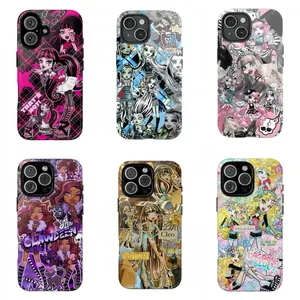 Monster High Collage Character Phone Case for iPhone 17 16 15 14 13 12 11 Pro Max | Draculaura Frankie Stein Clawdeen Cleo Lagoona Aesthetic Cover | Durable Tough Case Gift for Fans
