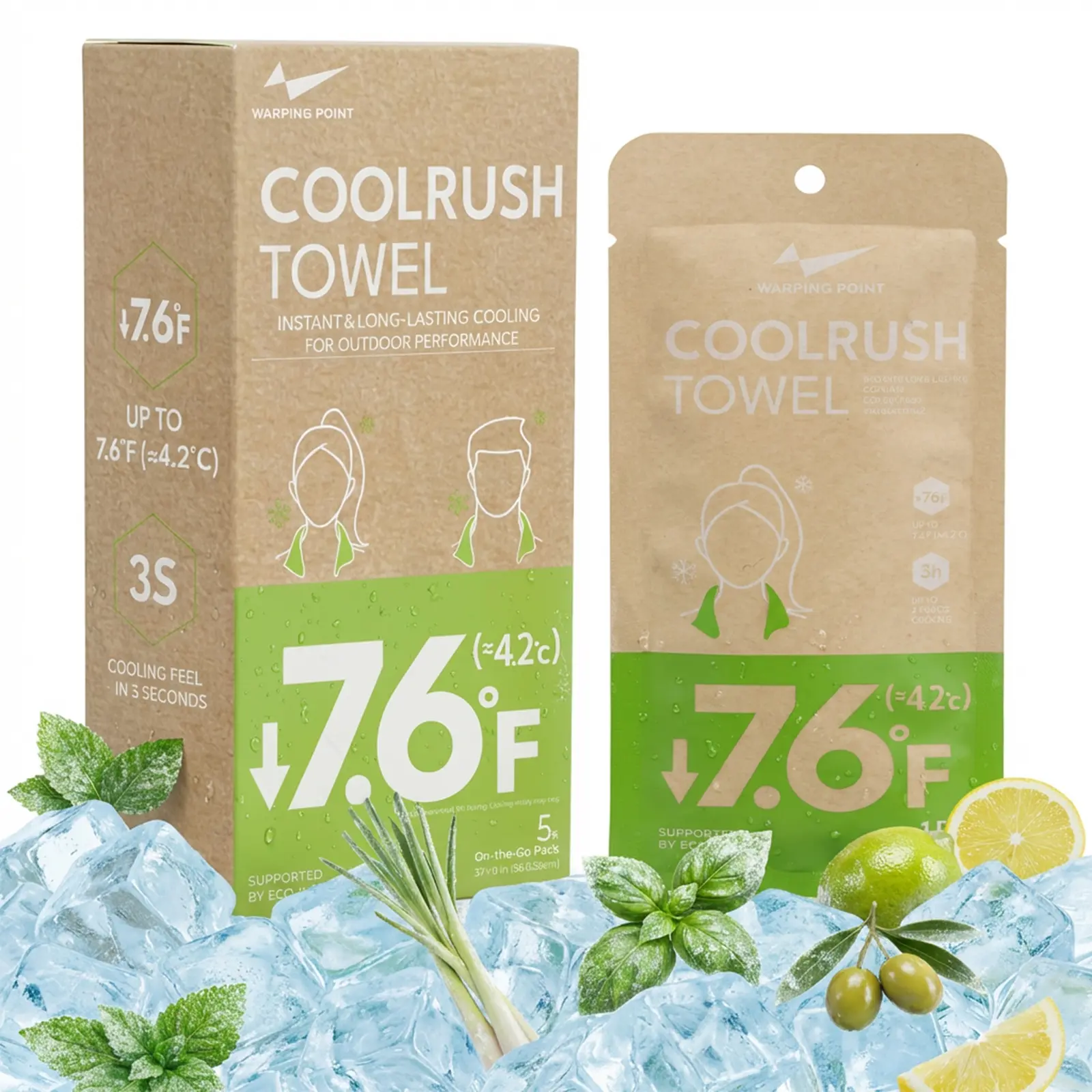 CoolRush Towel Ice Cooling Body Wipes – Instant Refreshing Towelettes for Pickleball, Tennis & Outdoor Sports, Sweat-Removing Cooling Wipes for Summer Heat