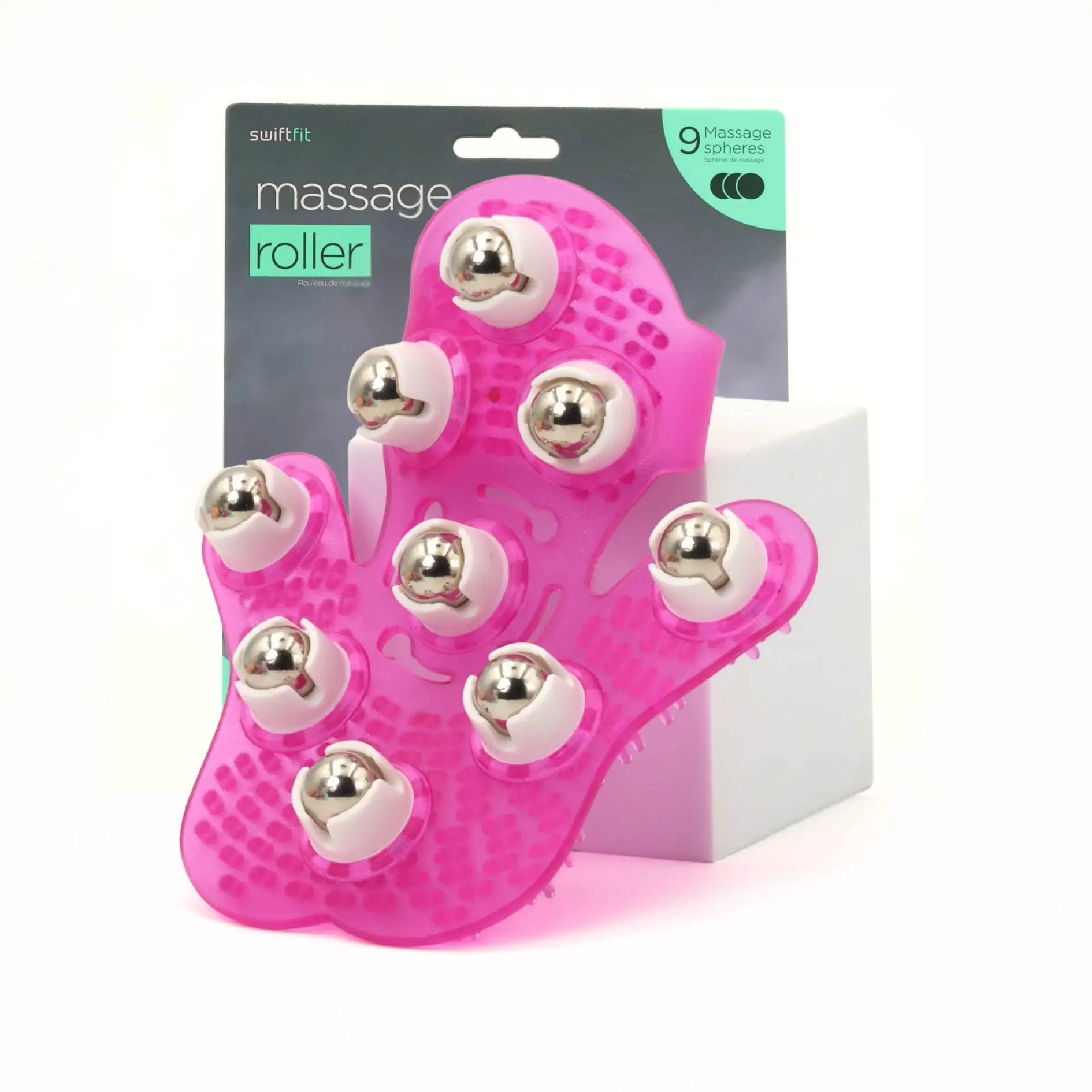 9-Ball Handheld Massage Roller, Manual Body Care Massage Devices for Full Body Muscle Relief, Neck Care, and Low Back Pain Relief, Smooth, Lightweight, Gym, Neck Support, Metal Balls, Legs, Shoulder Pain Relief