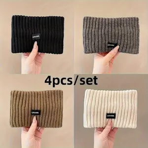 GRANK 4pcs Women's Soft Stretchy Headbands Winter Ear Warmers with Comfort Fit Solid Color Hair Accessories for Cold Weather Stylish Cozy Hairbands for Everyday & Formal Wear