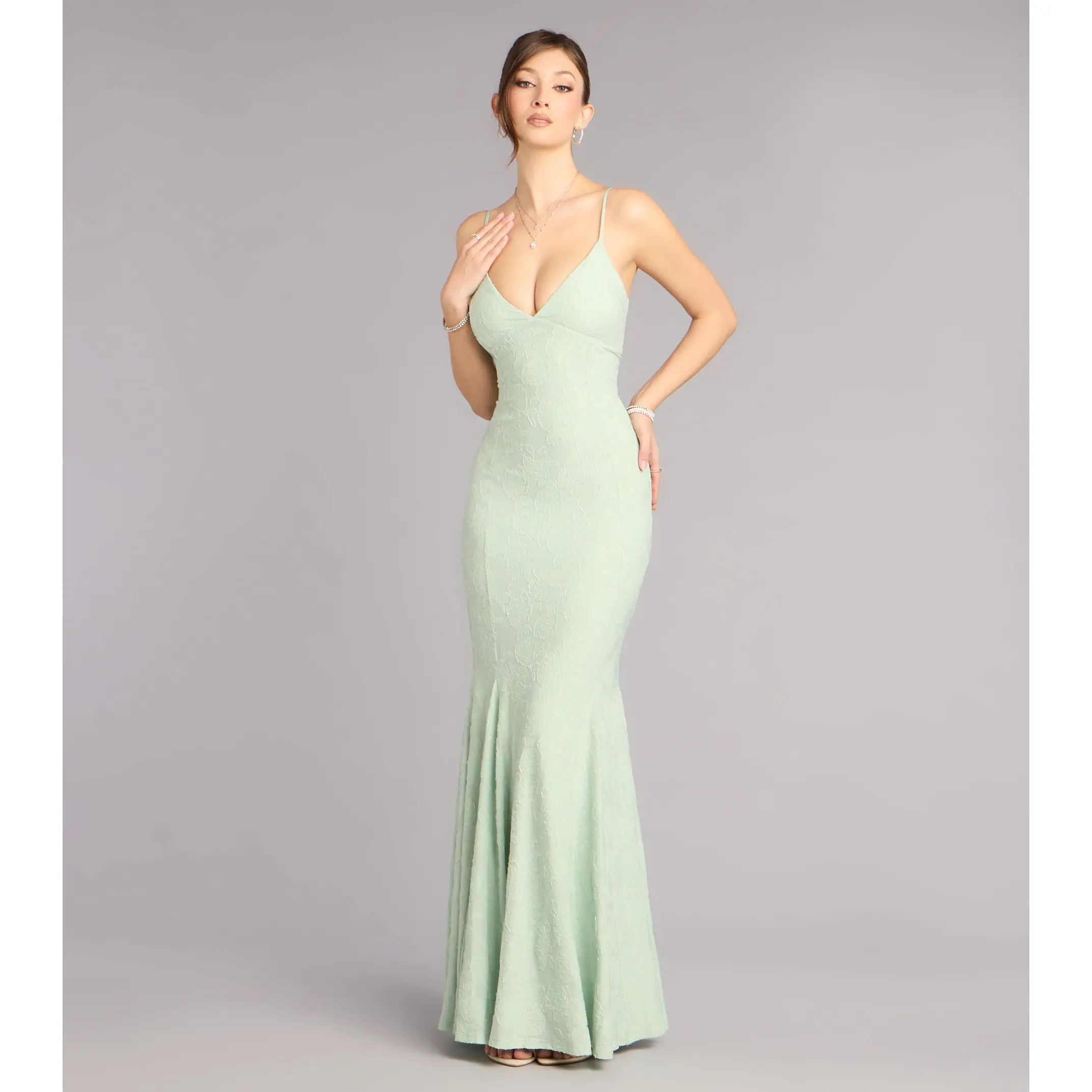slim fit dress slacks Wedtrend Women Sparkly Light Green Prom Dress Sequins Mermaid Long Evening Dress with Slit, Light Green / US16 main image 1