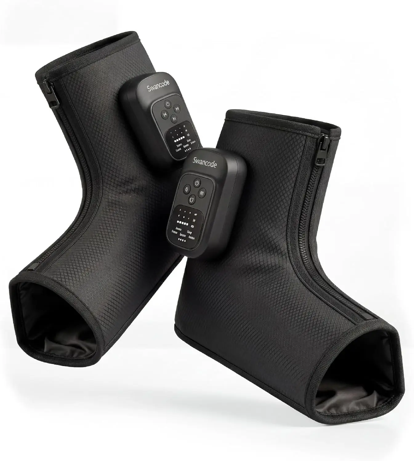 Foot Massager with Air Compression and Heat, Portable Cordless Ankle and Calf Massager with 5 Modes & 5 Intensities, Lightweight Compression Boots for Muscle Relaxation (FootSoothy Pro 2PCS)