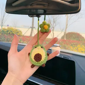 Cute Avocado Design Car Hanging Ornament, Handmade Crochet Car Rearview Mirror Hanging Decoration, Car Interior Decorative Accessories, Car Trinkets, Car Interior Accessory for Women & Men, Car Ornaments, Car Decorations