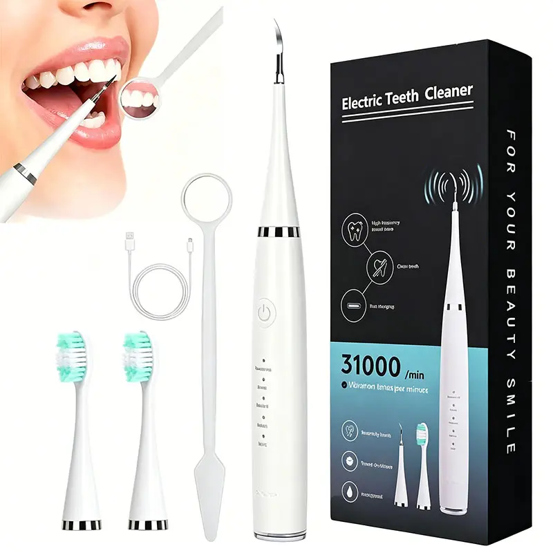 Waterproof Ultrasonic Teeth Cleaner – USB Rechargeable Plaque & Tartar Remover, Dental Cleaning Kit for Adults, Oral Care Tooth Cleaning Device #SummerVibes