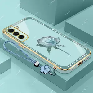 Suitable for [Galaxy S22 5g]phone case，affordable price,free beautiful four-leaf clover lanyard，exquisite and simple,High-end styles，drop-proof and fingerprint-resistant 995