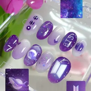 jasonj.nail Idol Comeback Press-On Nails, Purple Galaxy Gradient with Lightstick Detail, Concert Stage Vibes, Kpop Fan Aesthetic, Custom Handmade Nail Art, Perfect for Gifting
