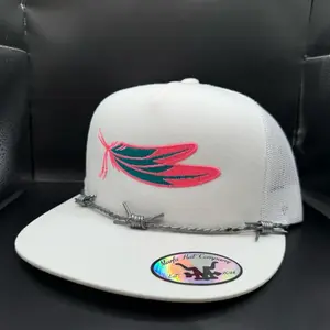 Marfa Hat Company Neon Feather Hat - Pink and Teal Feather Design customizable rope options