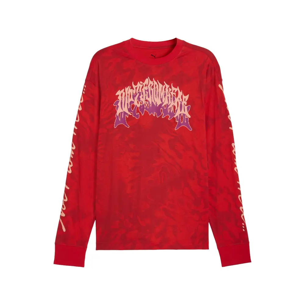 PUMA Mens Lamelo Supernova Graphic Crew Neck Long Sleeve Casual Tops Casual - Red