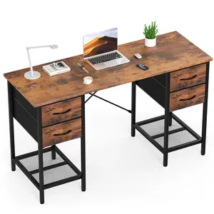 Adjustable Laptop Modern Computer Desk with 4 Drawers, Mesh Shelf - Home Office Furniture for Work, Study, Adjustable Laptop Desk