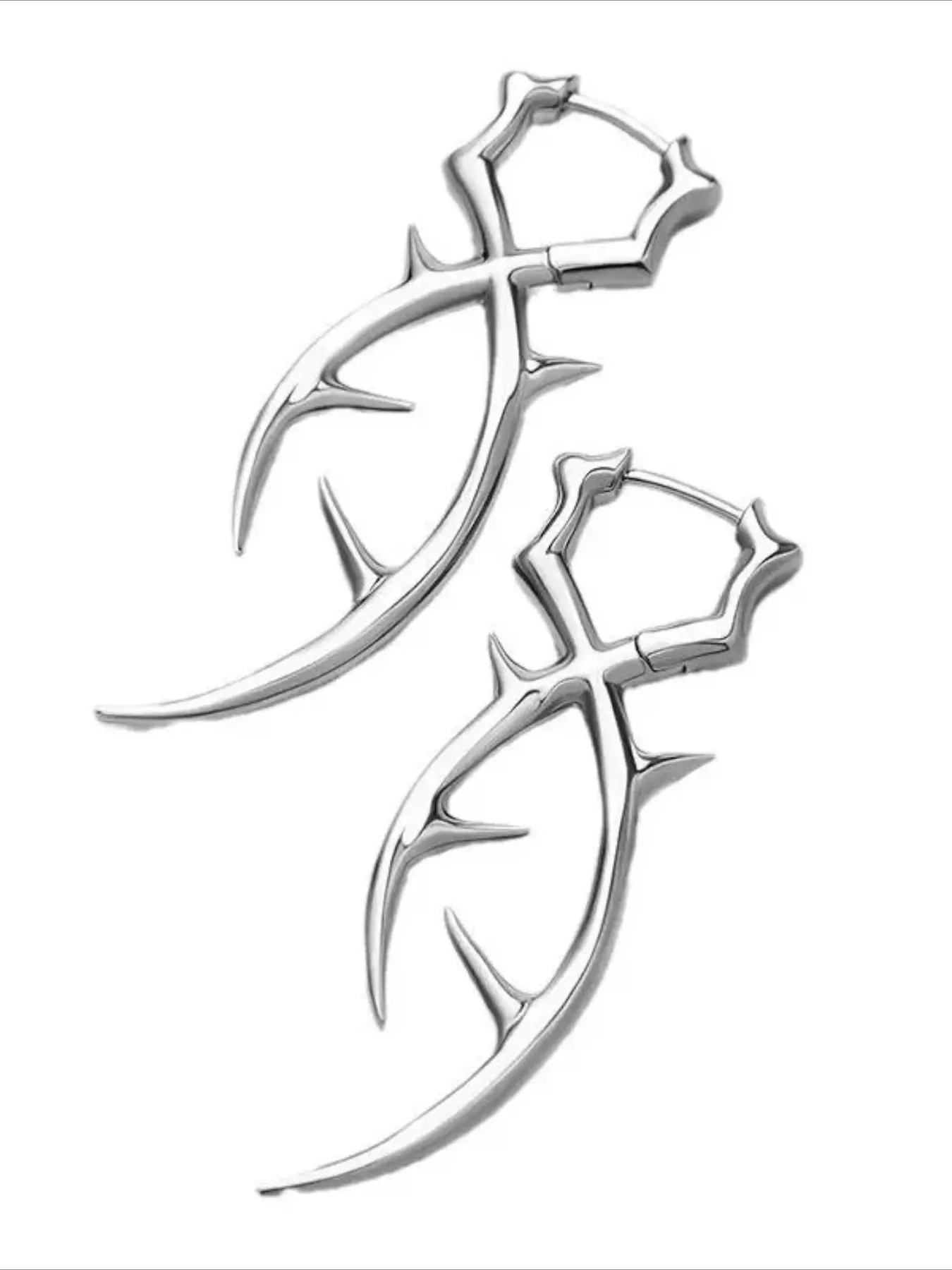 Fashionable Zinc Alloy Hollow Thorny Geometric Statement Punk Style Earrings, Punk Gothic Ear Clips, Ear Accessories