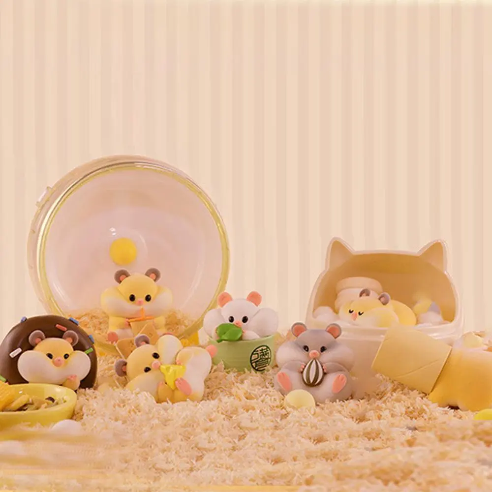 Cute Hamster Design Blind Box Toy, Random Cartoon Hamster Toy, Collectible Figurines, Birthday Gift, Creative Desktop Ornaments for Home Office, Cute Desktop Decoration, Decor