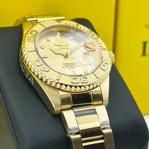 Invicta Gold Stainless Steel 38mm Round Face Unisex Fashion Watch - Luminous Markers, Rotating Bezel, Everyday Wear, Premium Diver Style, Watches
