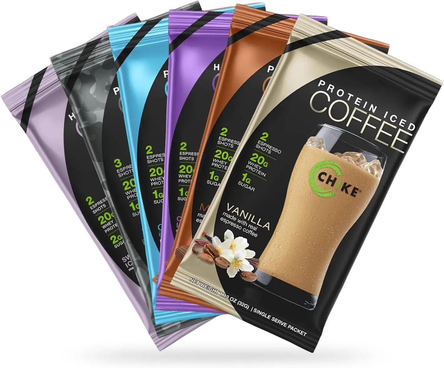Chike High Protein Instant Iced Coffee Sampler Packs - 20g Protein, Low Sugar, 150mg caffeine - 10+ Flavors Chike High Protein Instant Iced Coffee Sampler Packs - 20g Protein, Low Sugar, 150mg caffeine - 10+ Flavors