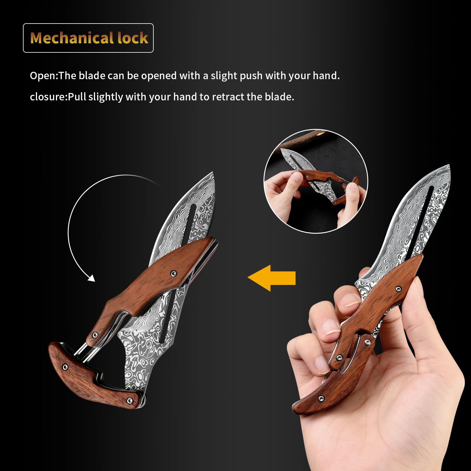 Outdoor Folding knife Stainless steel Fixed blade Wooden Handle EDC Pocket Knife Fishing knife Camping Hunting Tactical knife