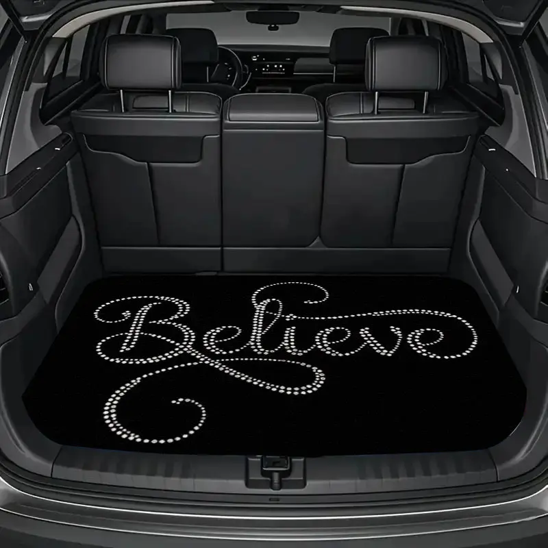 Durable car trunk mat "Believe" printed trunk mat Car interior Car decoration Car Accessories Universal all-weather car trunk mat, suitable for most car models Christmas gift