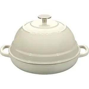 Enameled Cast Iron Dutch Oven Pot with Lid, Round Bread Oven for Homemade Sourdough Bread Baking, 6 Quart, White