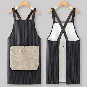 Cotton Kitchen Apron - Lightweight, Comfortable, Cross Back Straps, 27.95in Large Coverage, Detachable Towel, Oversized Pocket for Home Cooking & Cleaning