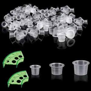 Joxpring 300pcs Tattoo Ink Caps with 2 Cups Holders - 100 Small 100 Medium 100 Large Tattoo Ink Cups +2 Cups Holders for Tattoo Ink Permanent Makeup Container Cap Tattoo Accessory