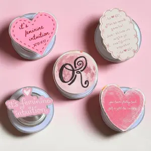 Feminine Intuition MagSafe Phone Grip Set, Magnetic Pop Socket Kickstand, Pink Coquette Heart Phone Holder Gift for Her