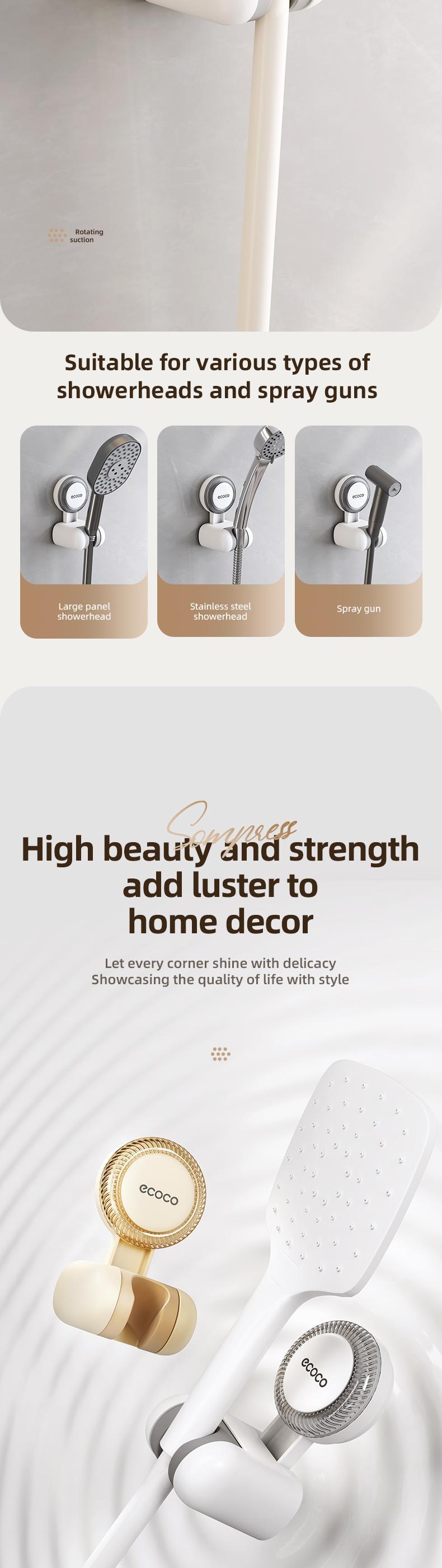 RENEMOS Relocatable Shower Head Holder - Damage-Free Suction Cup Mount - No Drill, No Tools Needed - Adjustable Shower Stand for Tile & Glass - Reusable & Removable - Perfect for Apartments & Rentals