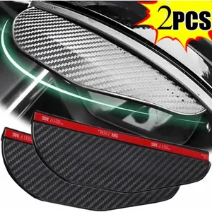 2pc Carbon Fiber Side Wing Mirror Rain Covers Universal Fit Vehicle Protection for All Weather Conditions