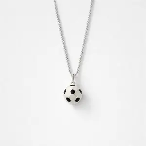 925 Silver Soccer Ball Necklace 18 inch length