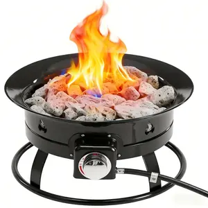 58000 BTU Outdoor Propane Fire Pit, 19 Inch Smokeless Portable Gas Fire Pit with CSA Certification, Carry Bag, Cover, Lava Rocks and Stainless Steel Hose for Camping Patio Backyard