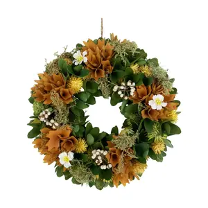 Northlight Mixed Floral Spring Wreath - 11" - Orange