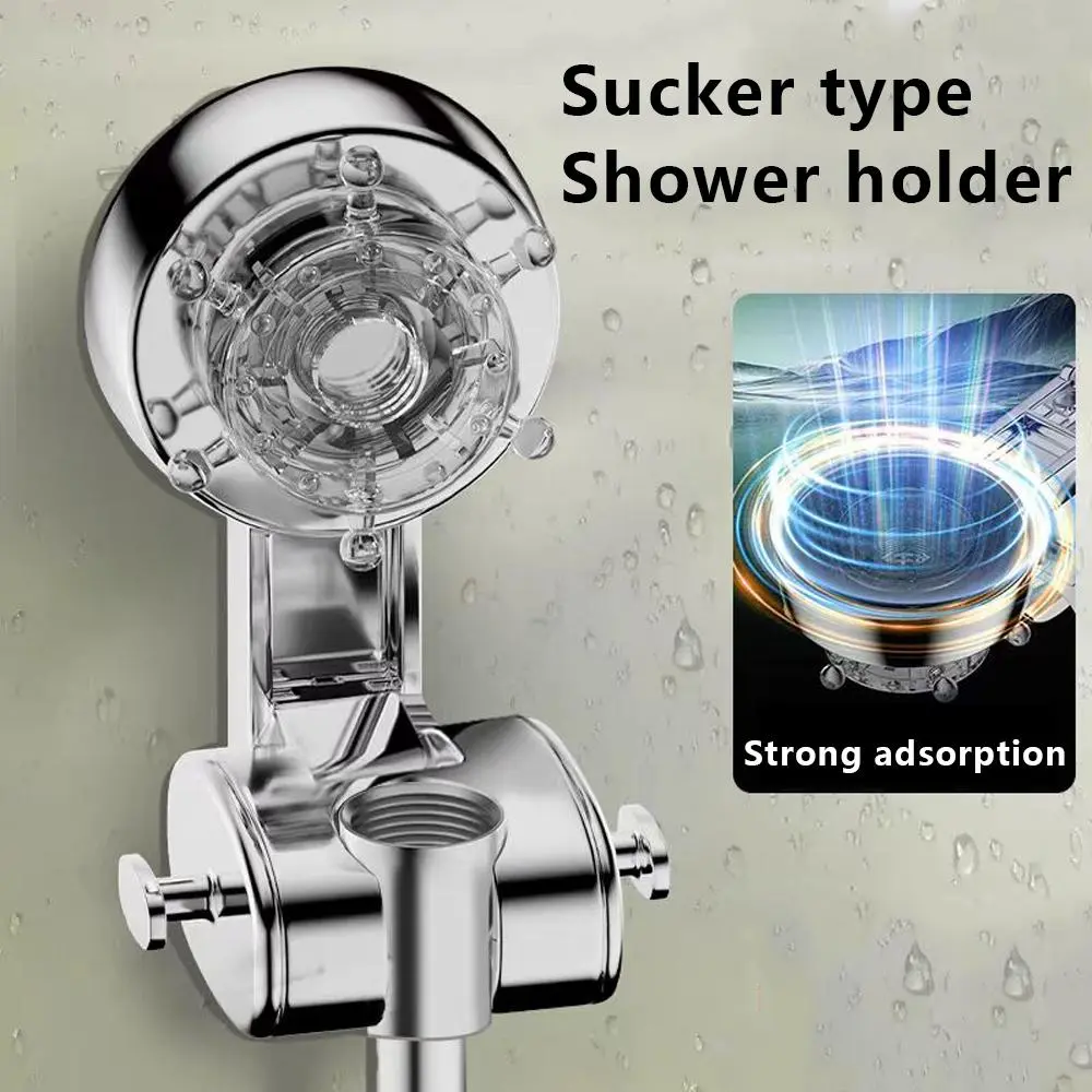 Handheld Shower Head Holder, Punch Free Suction Cup Mobile Hook Shower Head Nozzle Swivel Suction Cup Bracket, Bathroom Accessories, Shower Fixtures