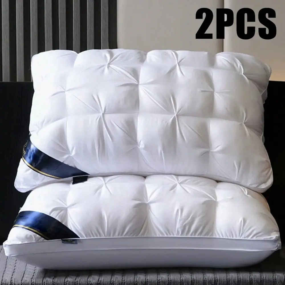 Luxury Hotel Quality Bed Pillows For Sleeping, Low Allergy Polyester Fiber Cover, Premium Soft Down Alternative Fill For Back, Stomach Or Side Sleepers, Ergonomic Design, Deep Sleep, Cervical Spine Protection