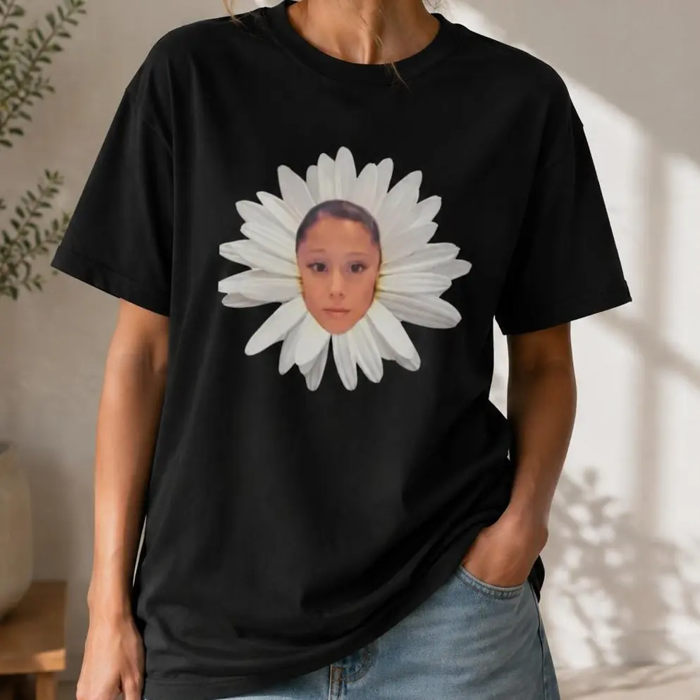 Ariana Inspired Flower Petal Baby Tee Funny Daisy Face Graphic T‑Shirt Pop Star Meme Concert Outfit Vintage Style Casual Top Fan Gift
