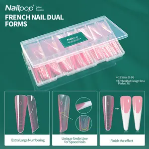 French Nail Dual Forms 150 Pcs for Poly Gel Nail Extensions 15 Sizes Large Number Markings Perfect for French DIY Manicure