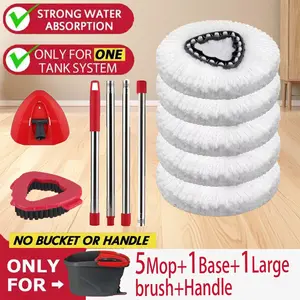 2026 Spin Mop System - Hands-Free 360° Floor Cleaning Tool, Long Handled Microfiber Extendable Mops with Telescopic Adjustable Handle, 7 Reusable Pads for Kitchen, Bathroom Hardwood Floors, Long Handled Mops