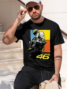 (Milo Manara & Rossi) 2026 new model Black/White Tee Stylish & Comfortable Loose Crew Neck Short Sleeve T-shirts Versatile On Trend Eye Catching Printed Graphic Casual Tee for Daily Wear Outings