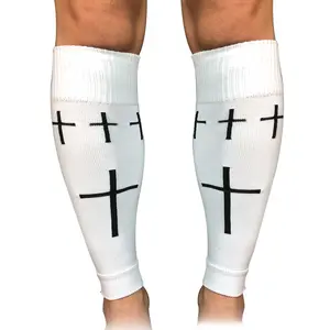 Cross Soccer Leg Sleeves Scrunch Sports Compression Calf Sleeve for Sports Soccer Softball Baseball Basketball Youth with Black Cross Design