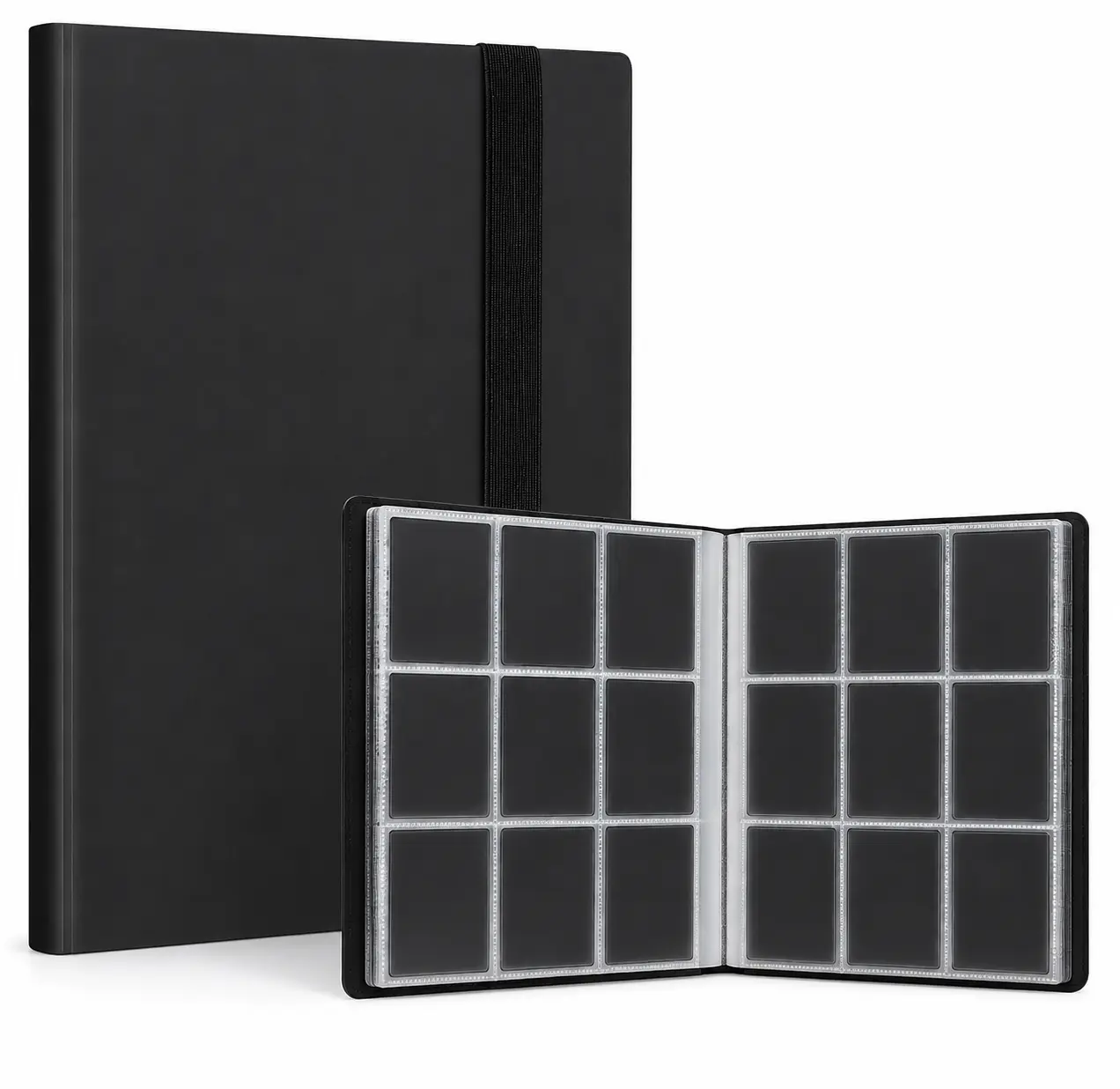 9 Pocket, Fabmaker 396 Pockets Trading Card Binder, Premium Collector Card Album for Standard Cards, Side Loading Card Collection Folder for Game Cards, Sport Cards, Black, Football Cards, Card Collecting, Elastic Strap