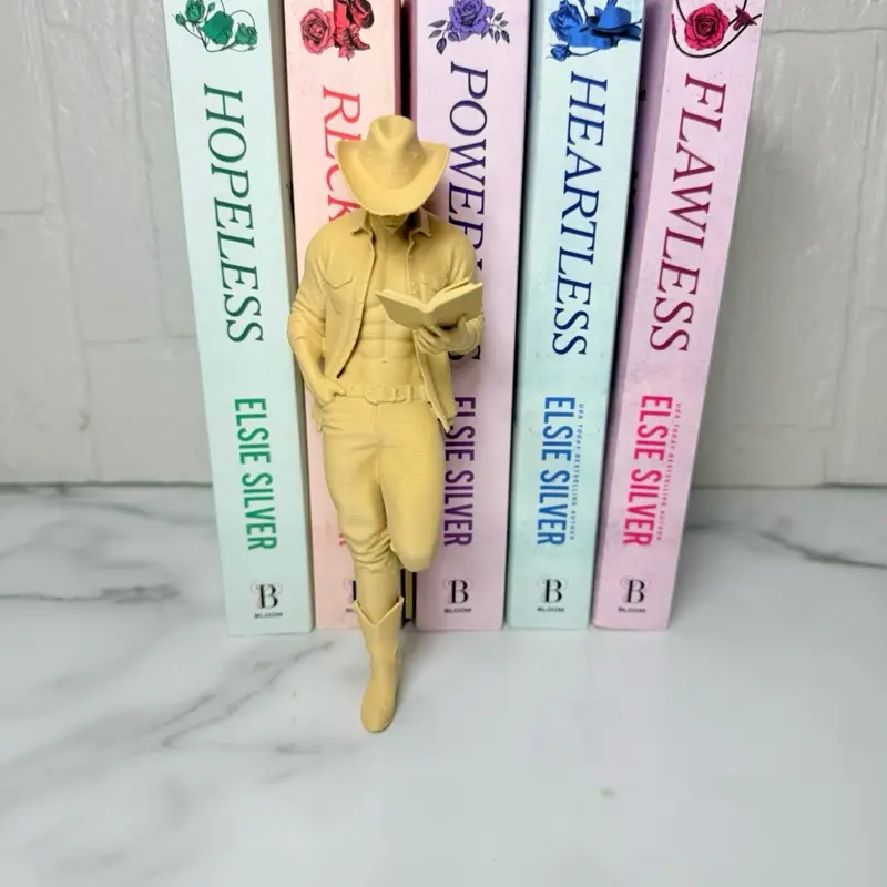 Mascot Figure Bookends, Cute Decorative Bookshelf Accessories, Novelty Shape Cowboy Desk Organizer for Office Stationery Storage, Cute Decorative Bookends