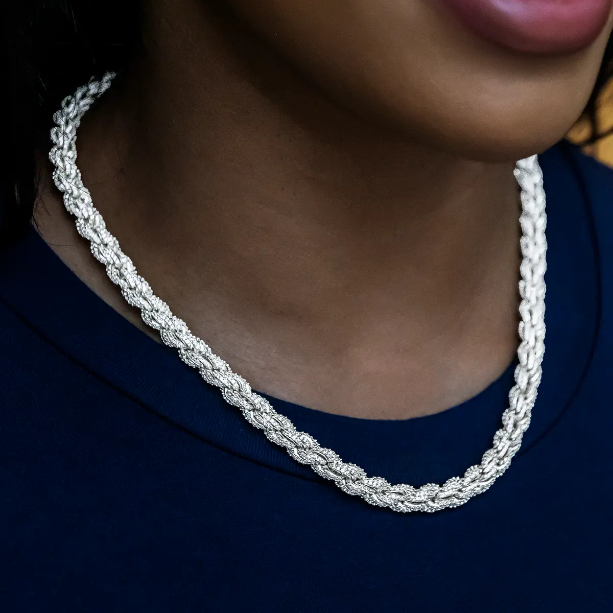 GLD Diamond Rope Necklace in White Gold- 8mm #TikTokShopBackToSchool
