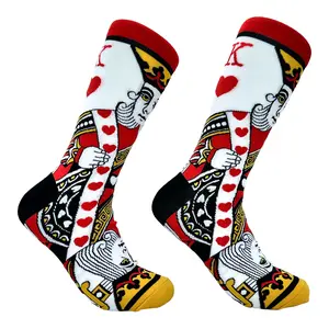 Men's King Of Hearts Socks Funny Cool Vintage Playing Cards Novelty Footwear Funny Graphic Socks Comfortable Fitted Spandex Cotton